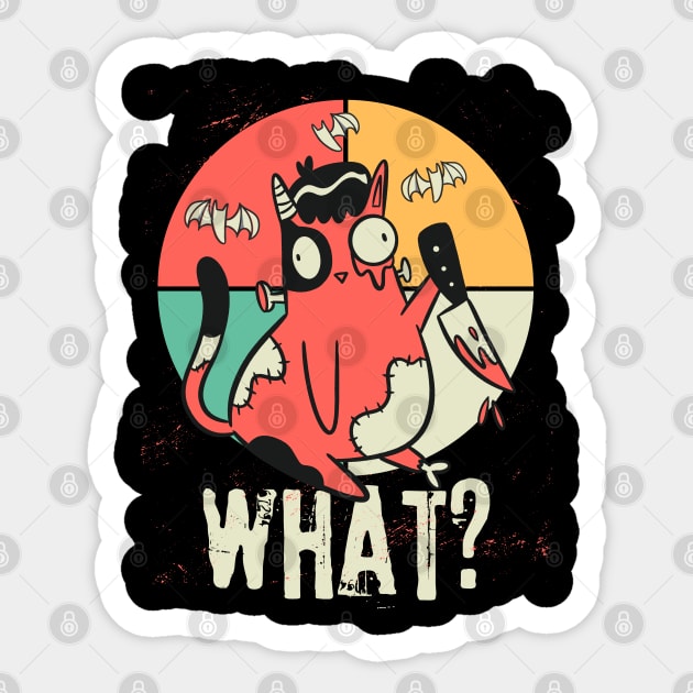 Frankenstein Cat Murderous Kitten Halloween Sticker by The WYLD Tribe